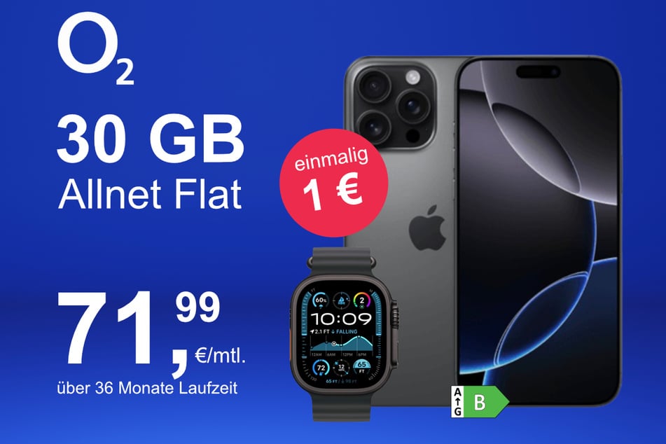 Das iPhone 16 Pro Max + Watch Ultra 2 im o2 Mobile M für einmalig 1 Euro.