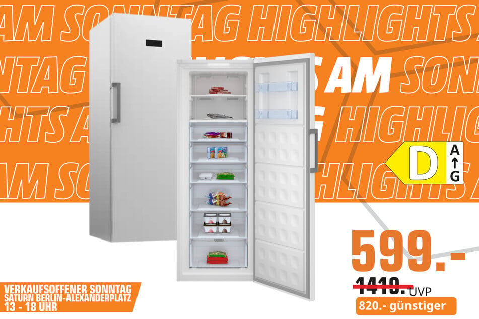 Beko-Gefrierschrank RFNE448E45W für 599 statt 1.419 Euro.