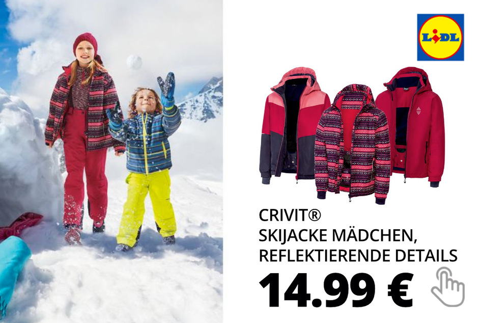 CRIVIT® Kinder Skijacke Mädchen mit reflektierenden Details