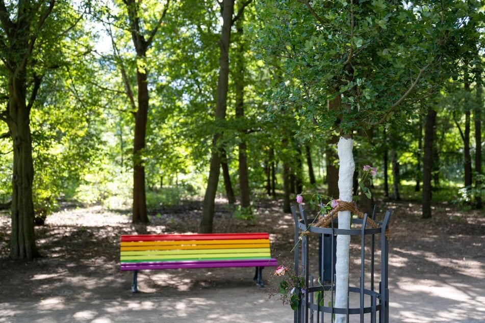 Die Regenbogenbank wurde erst kürzlich als Gedenkort aufgestellt. (Archivfoto)