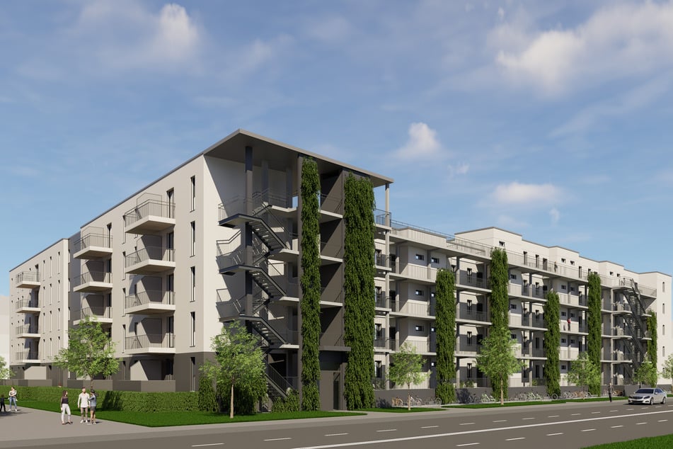 Straßenseitig soll der Komplex so aussehen.