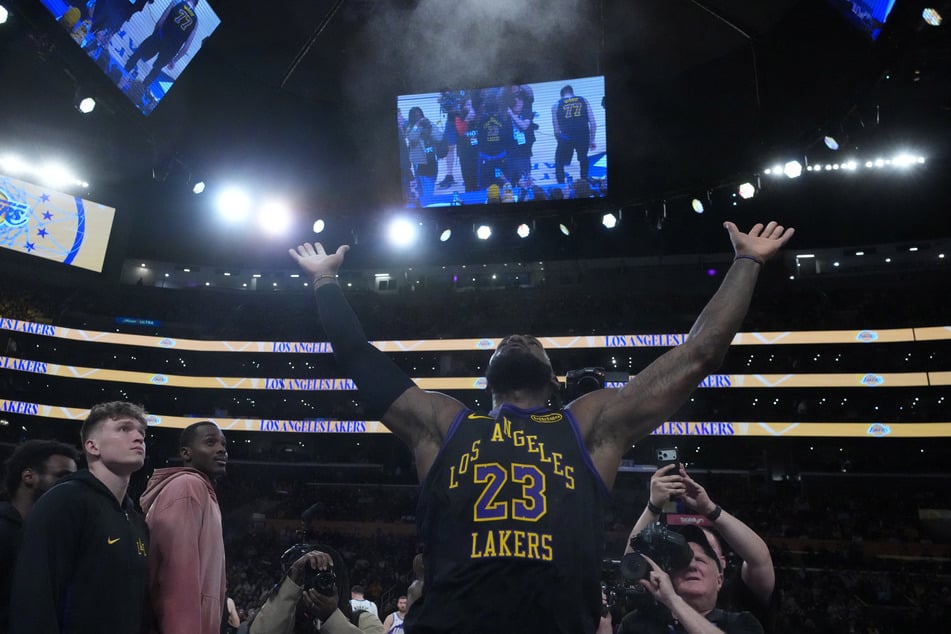 LeBron James contributed a double double to the LA Lakers' win over the Utah Jazz in his first start of his 23rd season in the NBA.