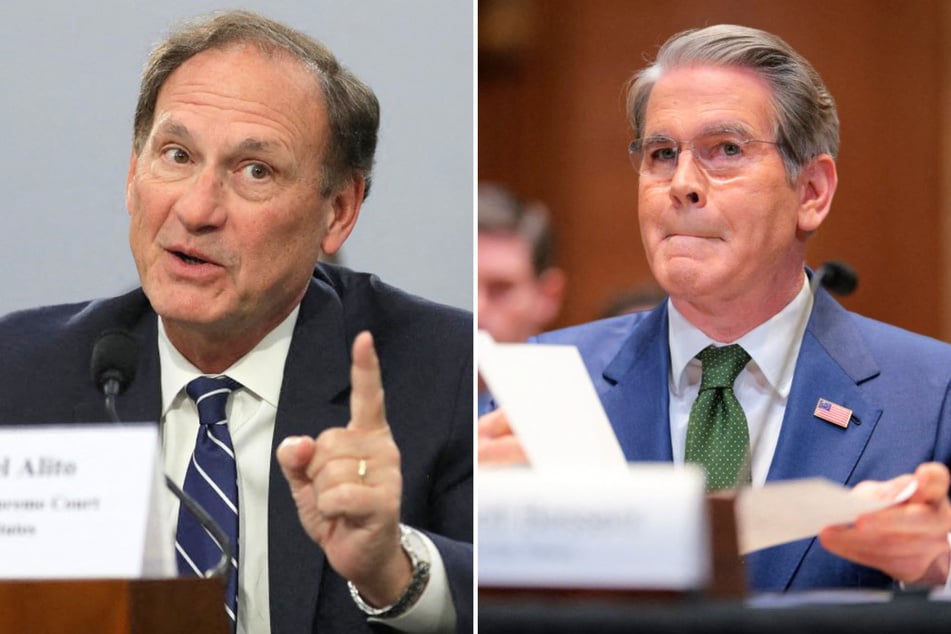 Trump's Treasury Secretary Scott Bessent (r.) has responded after a report revealed the son of Supreme Court Justice Samuel Alito was secretly hired by the department.