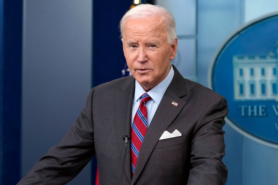 US-Präsident Joe Biden (81) bei seinem überraschenden Auftritt in der regelmäßigen Pressekonferenz des Weißen Hauses, die normalerweise von seiner Sprecherin abgehalten wird.