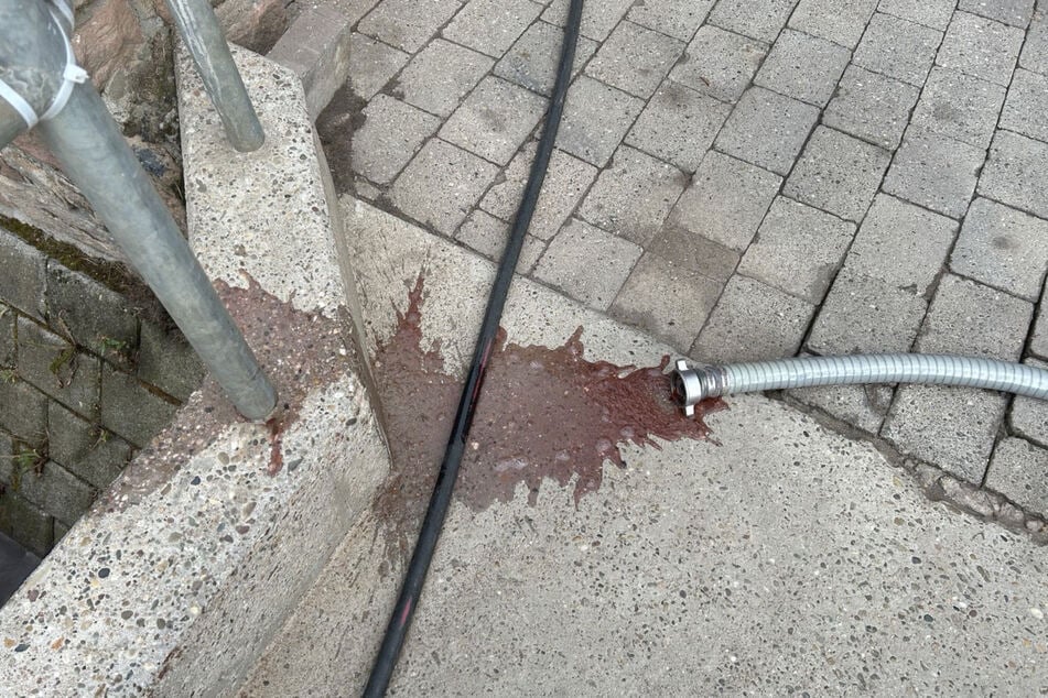 Dieser Schlauch führte von einem 30.000-Liter-Fass voller Rotwein direkt ins Wasser.