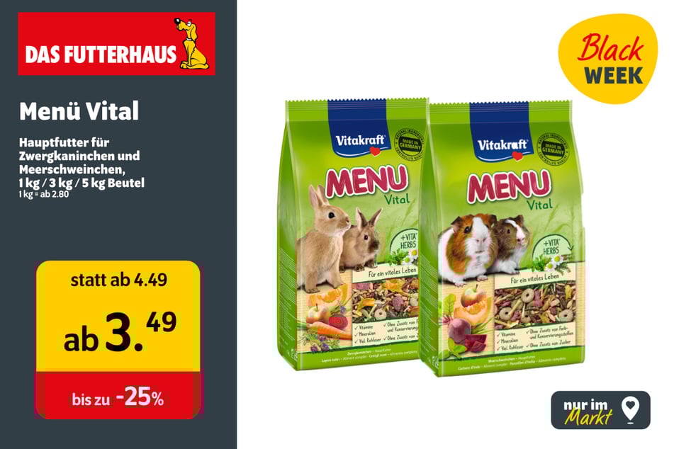 Menü Vital Haupfutter für Kleintiere (nur im Markt verfügbar)