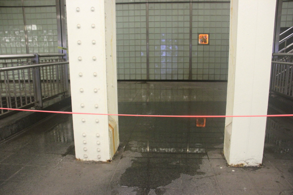 Rainfall from Storm Henri caused water leakage at the Times Square 42nd Street subway station on Sunday, affecting the flow of passengers to board the train.