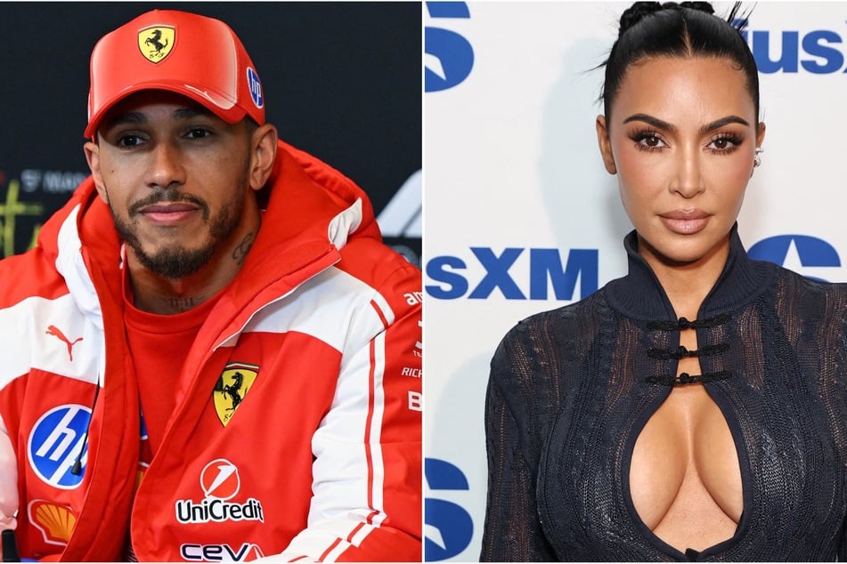 Kim Kardashian (r) and Lewis Hamilton (l) had a family night out with their respective moms and Kim's kids!