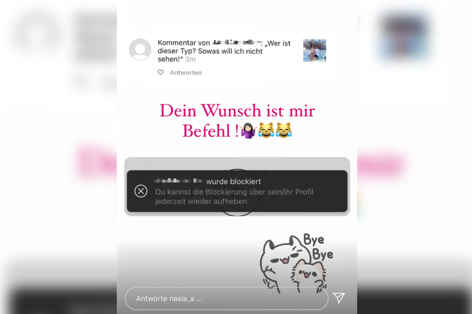Das Bild zeigt einen Screenshot der Instagram-Story, die Dessous-Model und Reality-Darstellerin Anastasiya Avilova (32) am Donnerstag veröffentlichte.