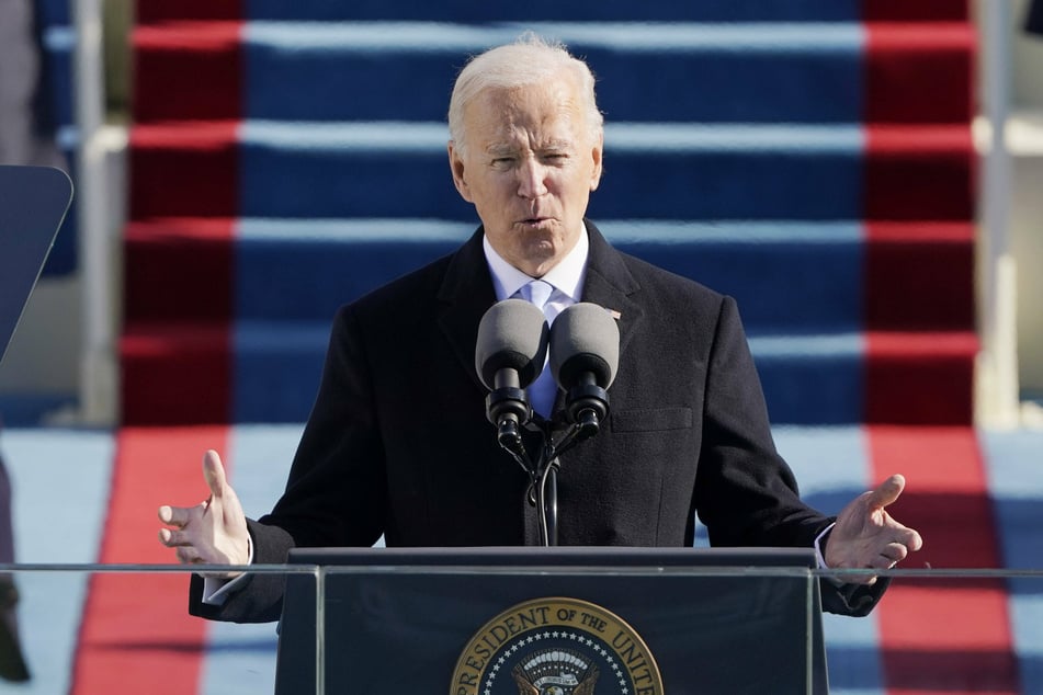 President Biden giving his inaugural address.