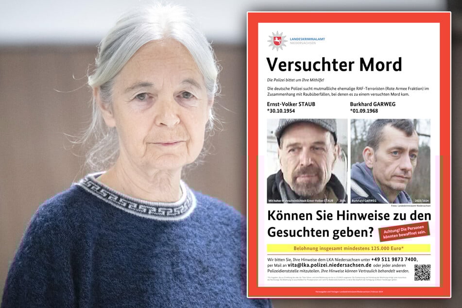 Daniela Klette (67, l) wird seit über einem halben Jahr der Prozess gemacht, zu ihren Komplizen Ernst Volker Staub (71) und Burkhard Garweg (57, r.) gehen weiter Hinweise ein.
