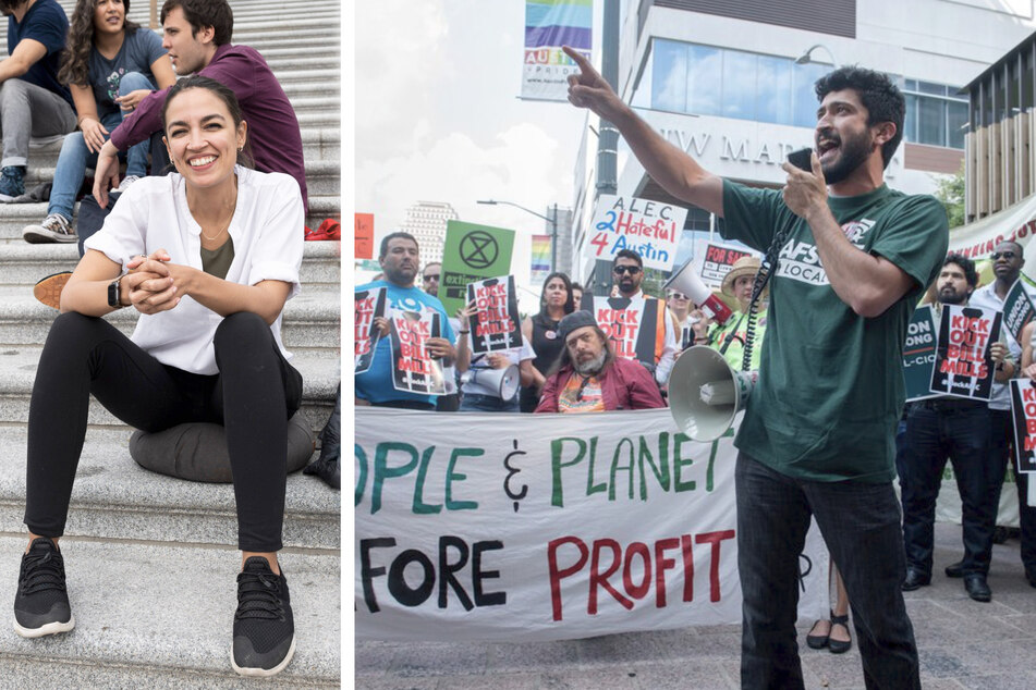 New York Rep. Alexandria Ocasio-Cortez (l.) has endorsed Austin City Council Member Greg Casar in his run for Congress.