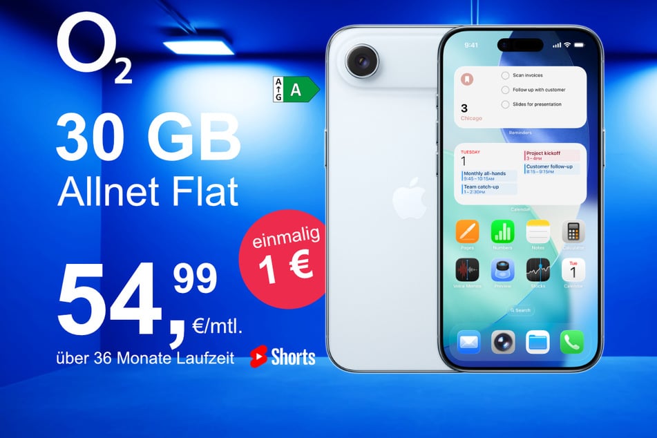 Das neue iPhone 17 Air inkl. 30 GB Datenvolumen für nur 1 Euro exklusiv bei o2.