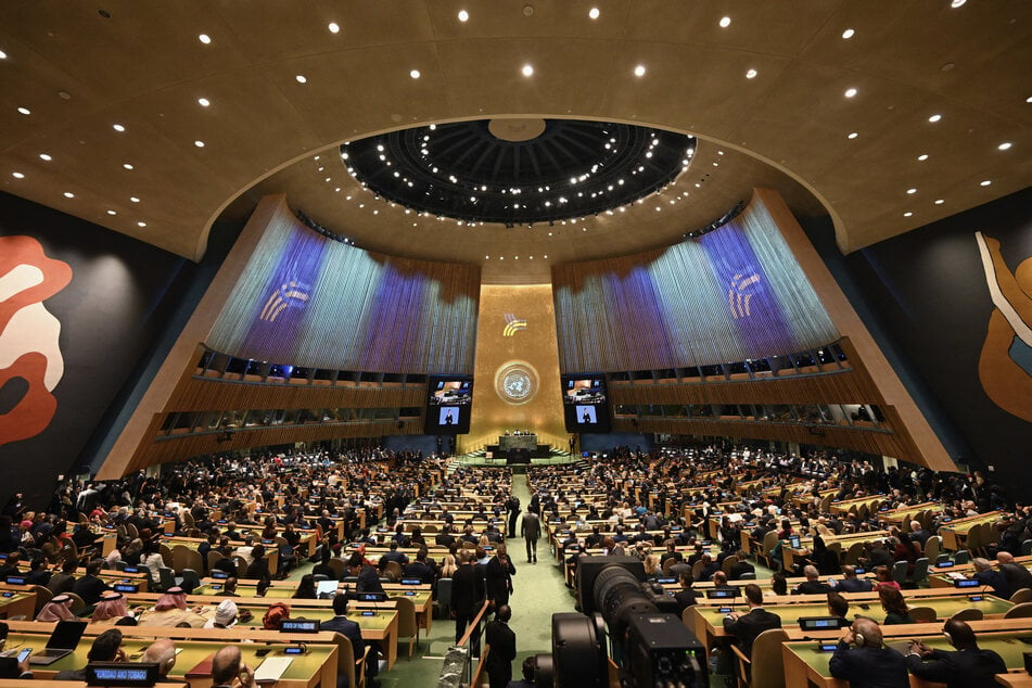 A view of the General Assembly Hall at the opening of the "Summit of the Future" on the sidelines of the UN General Assembly at the United Nations Headquarters in New York on Sunday.