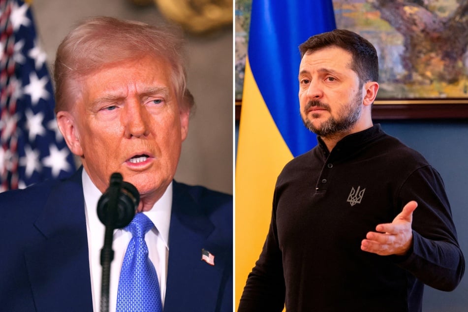 On Wednesday, Ukrainian President Volodymyr Zelensky (r.) criticized President Donald Trump (l.) for claiming Ukraine initiated its ongoing conflict with Russia.