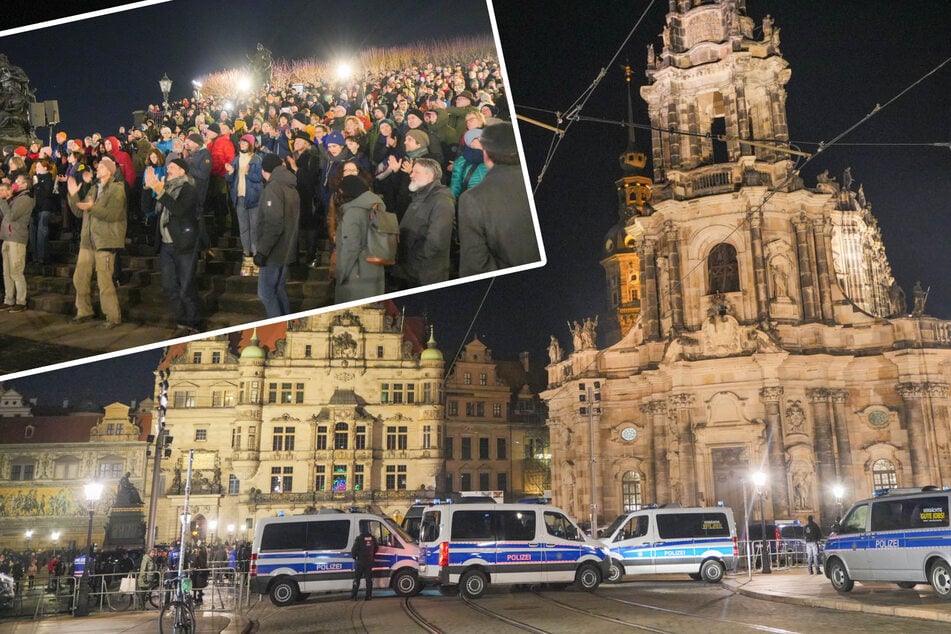 Pegida in Dresdner Altstadt: Mehr als 500 Polizisten sichern Demos, lösen Sitzblockade auf