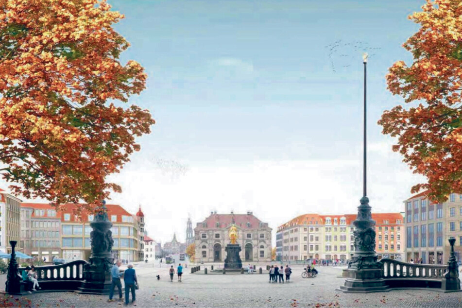 So zugebaut wie in der Visualisierung wird der Goldene Reiter nicht