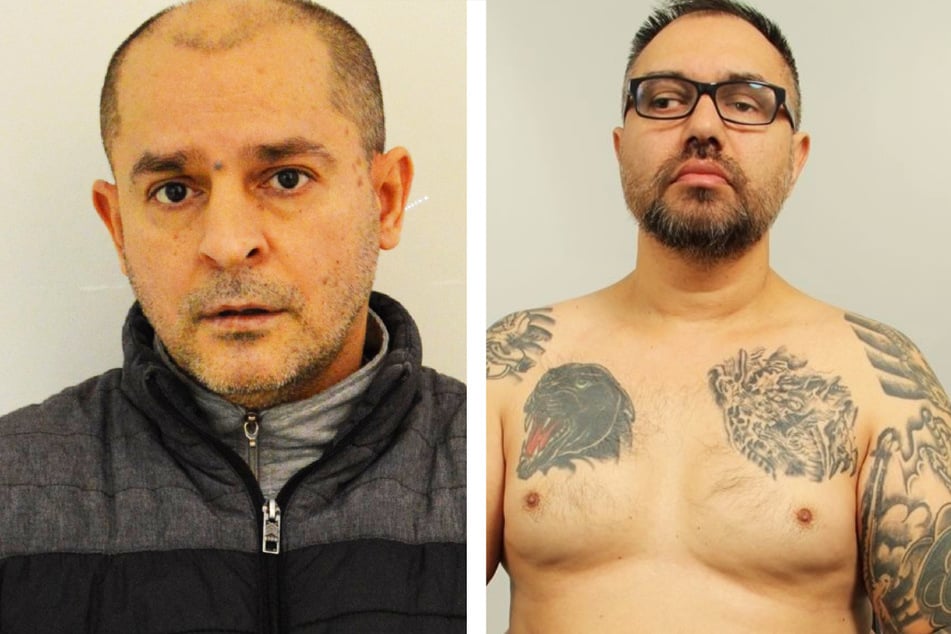 Die Montage zeigt links Ibus Drmaku (55, Muttermal auf der Nasenwurzel) und rechts Racip Sabanovic (58, tätowierter Panther-Kopf auf der rechten Brust).