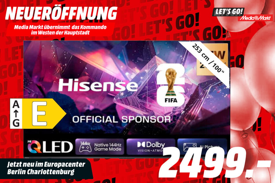 100-Zoll Hisense-Fernseher für 2.499 Euro.
