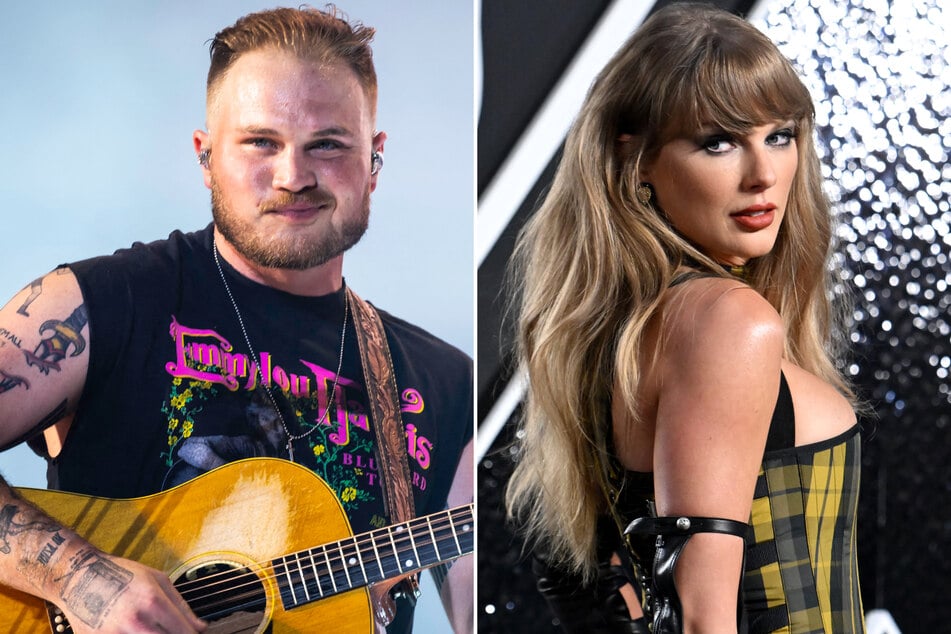 Country singer Zach Bryan (l.) has issued an apology after accidentally waging war with the Swifties in a post taking a serious dig at Taylor Swift.