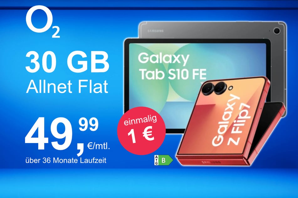 Das Samsung Galaxy Z Flip7 + Tab S10 FE im o2 Mobile M für einmalig 1 Euro.