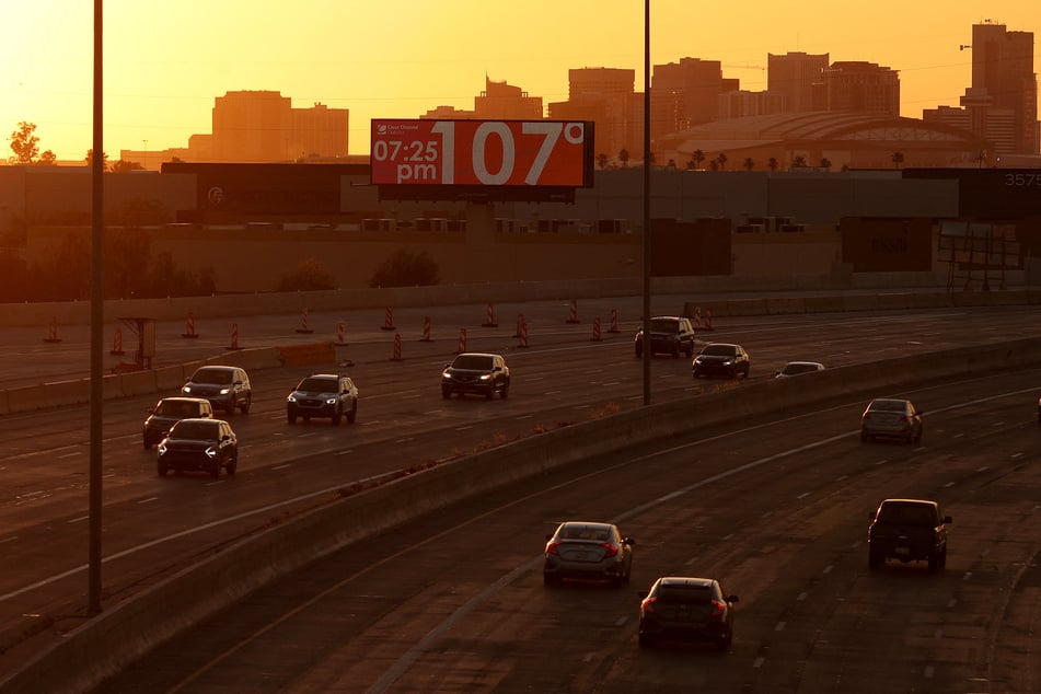 A billboard shows the current temperature over 100 degrees on June 05, 2024 in Phoenix, Arizona.