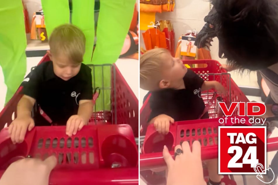 This little boy spot his dad in a scary mask at Target - and his reaction absolutely stole the show!