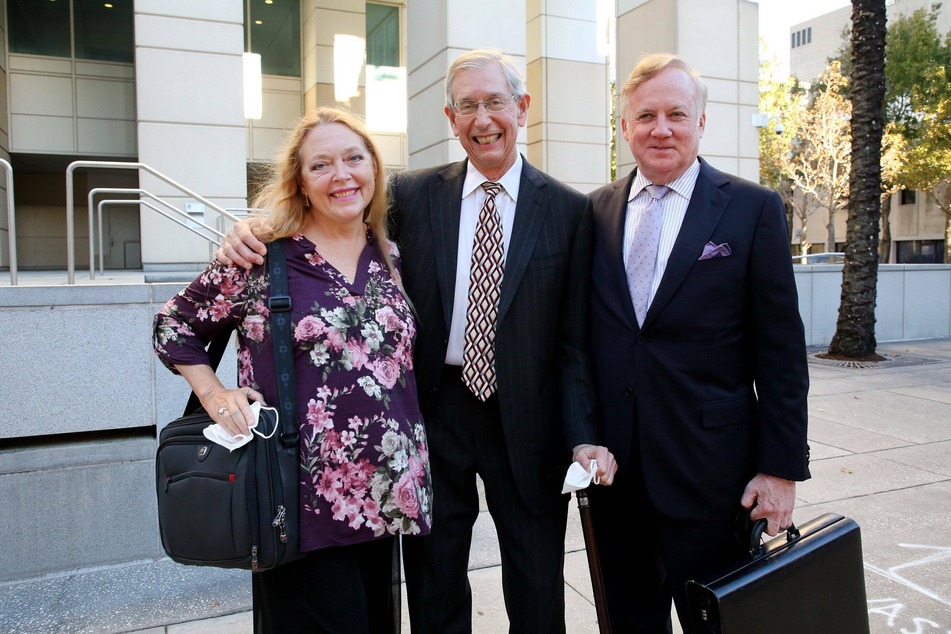 Carole Baskin (l.) at a hearing in her lawsuit against Netflix ahead of the release of Tiger King 2.