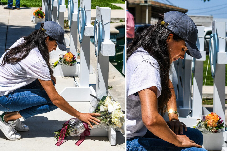 Meghan Markle made a surprise appearance in Uvalde, Texas on Thursday at a memorial for the victims of Robb Elementary School shooting.