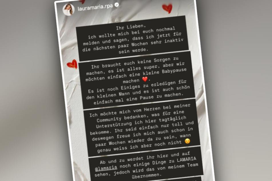 Laura kündigte ihre Instagram-Pause am Donnerstag in ihrer Story an.