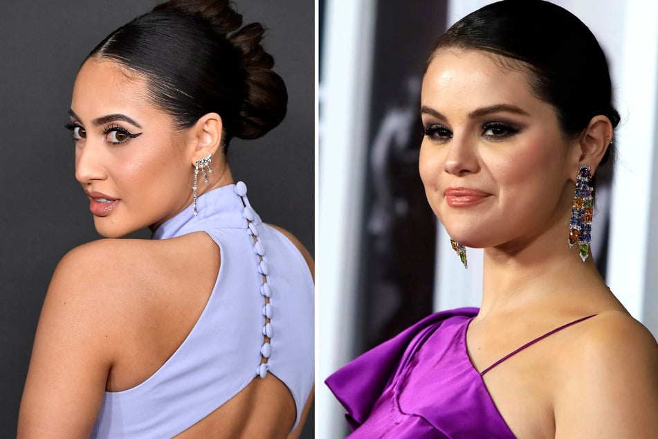 Francia Raisa (l) has spoken out against fans of Selena Gomez (r) who bashed her for dodging questions about the singer.