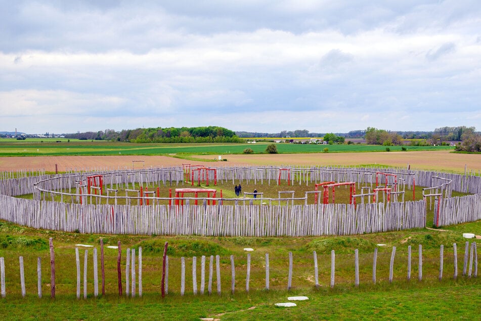 Aus Holz statt aus Steinen: Das rekonstruierte Ringheiligtum Pömmelte wird gern mit dem englischen Stonehenge verglichen.