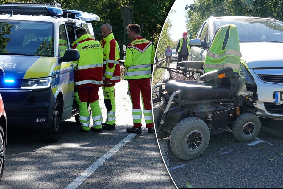 Unfall im Osterzgebirge: Auto erfasst 81-jährigen Rollstuhlfahrer - Mann schwer verletzt