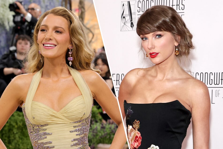 Taylor Swift (r.) is said to have celebrated her bachelorette party over the weekend, but Blake Lively was nowhere to be seen.