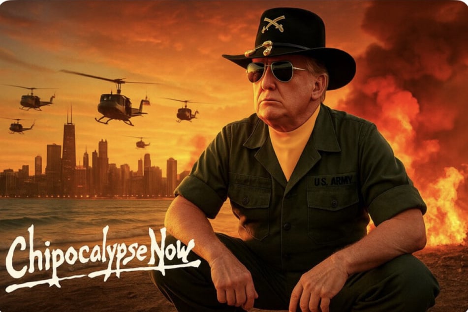 "Chipocalypse Now": Mit diesem Bild hat US-Präsident Donald Trump (79) ein weiteres Mal angedroht, die Nationalgarde nach Chicago zu entsenden.