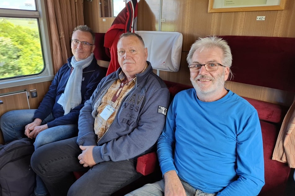 Jan-Mike Dittrich (62, v.l.), Uwe Schreiber (67) und Frank Marx (62) haben die Tour genossen.