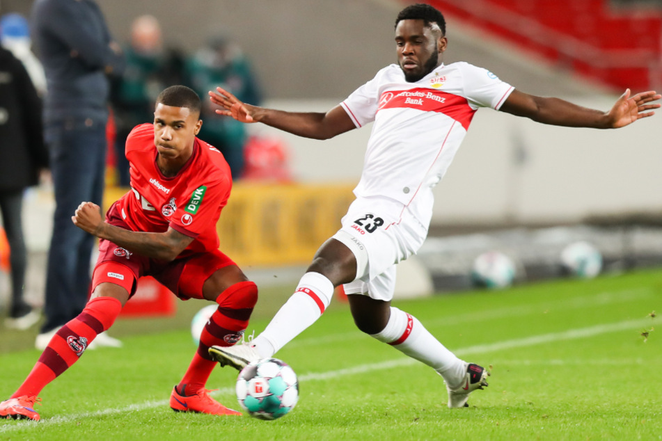 Kölns Ismail Jakobs (l.) in Aktion gegen Stuttgarts Orel Mangala.
