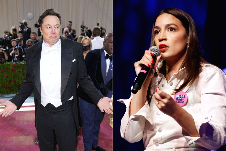 Congresswoman Alexandria Ocasio-Cortez (r.) called out Twitter CEO Elon Musk for boosting the visibility of a misleading parody account of her.