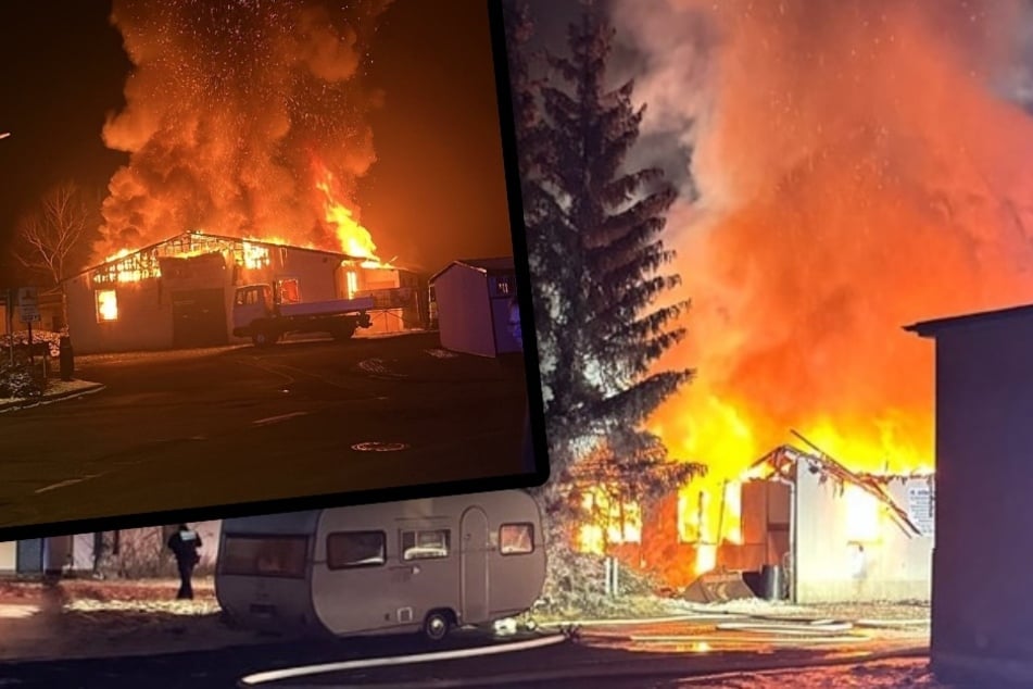 Autowerkstatt steht in Flammen: Bewohner müssen evakuiert werden