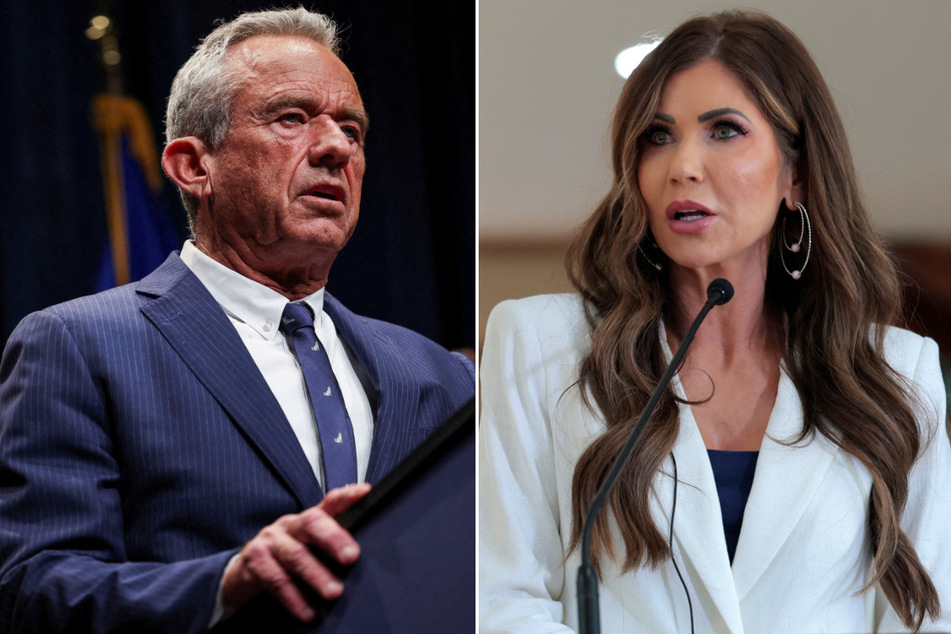Health and Human Services Secretary Robert F. Kennedy Jr. (l.) and Homeland Security Secretary Kristi Noem are named in a new lawsuit accusing the Trump administration of violating federal privacy laws in turning over Medicaid data to deportation officials.