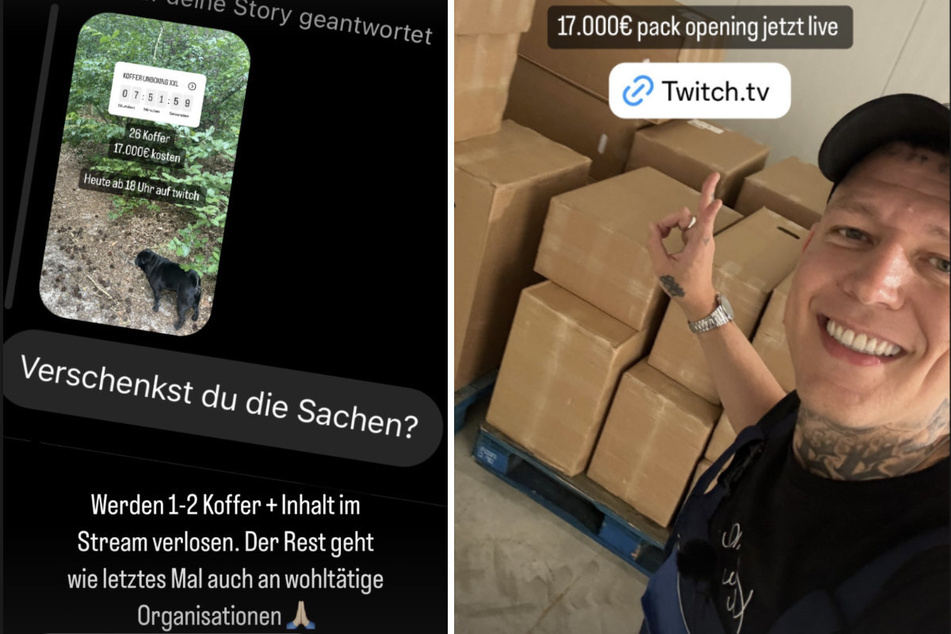 Der Streamer will die meisten Koffer samt Inhalt an wohltätige Organisationen spenden.