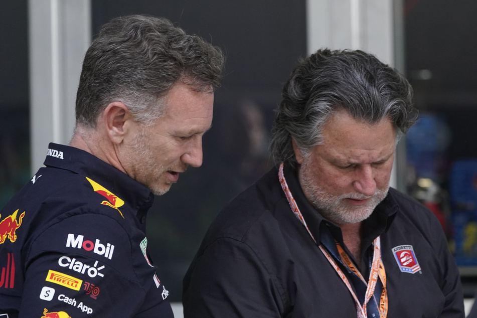 Red-Bull-Teamchef Christian Horner (49) mit Formel-1-Bewerber Michael Andretti (61).