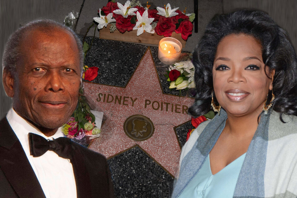 Oprah Winfrey (r.) interviewed Hollywood legend Sidney Poitier on her talk show and paid tribute to him on Friday after his passing.