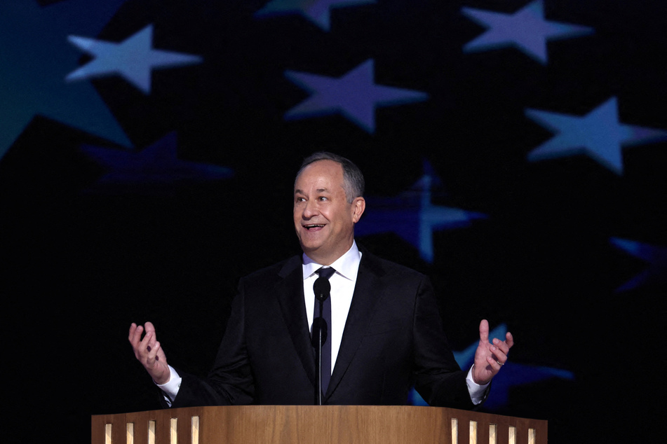 Second Gentleman Doug Emhoff speaks during Day 2 of the Democratic National Convention in Chicago, Illinois.