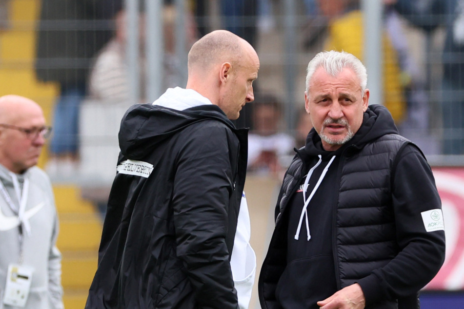 Sportchef Matthias Heidrich (45, l.) und Trainer Pavel Dotchev (57) können durchaus optimistisch auf die neue Saison blicken.