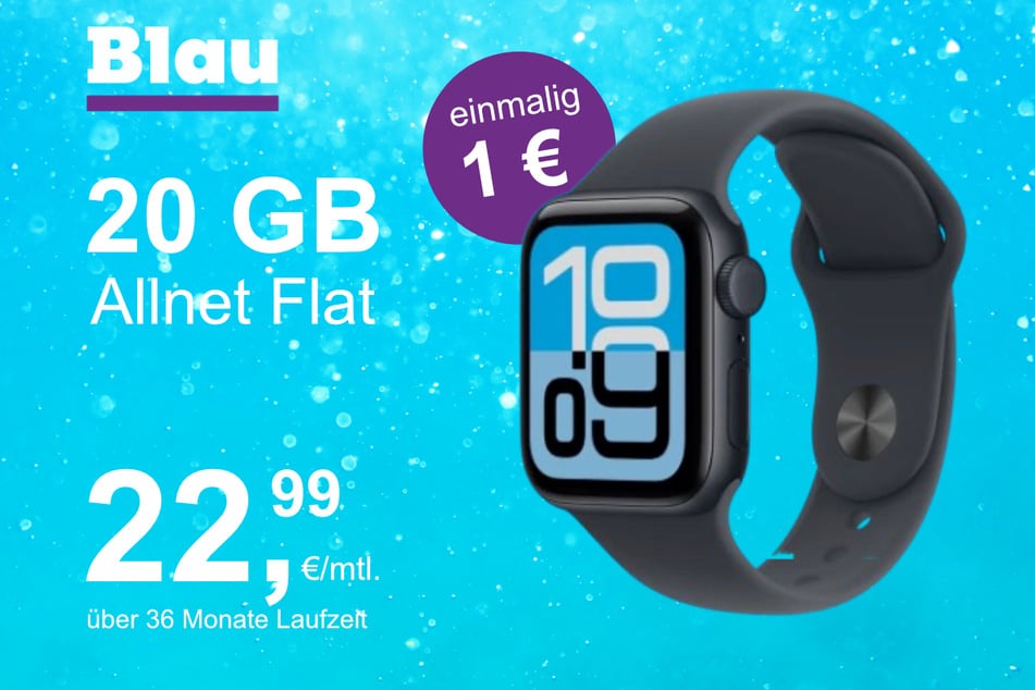 Der Apple Watch SE 3 GPS 40 mm im Blau Allnet S inkl. 10 GB für einmalig 1 Euro.