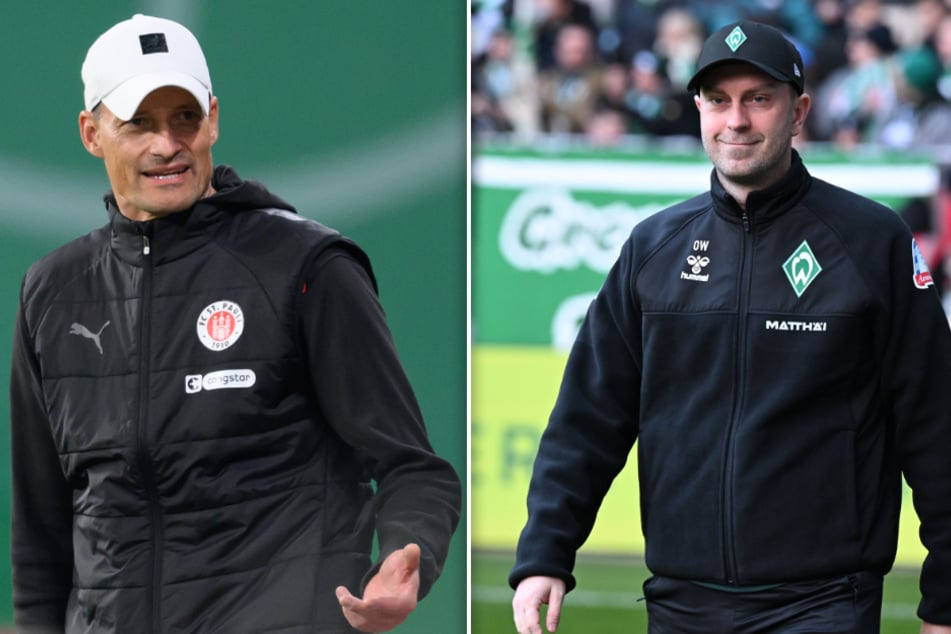 FCSP-Coach Alexander Blessin (51, l.) und Werder-Trainer Ole Werner (36).