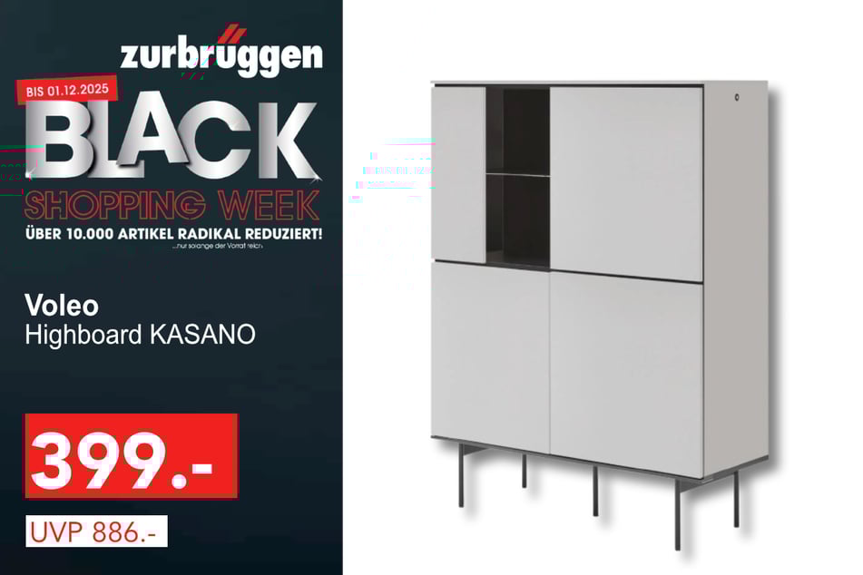 Das Voleo Highboard KASANO
für 399 statt 886 Euro.
