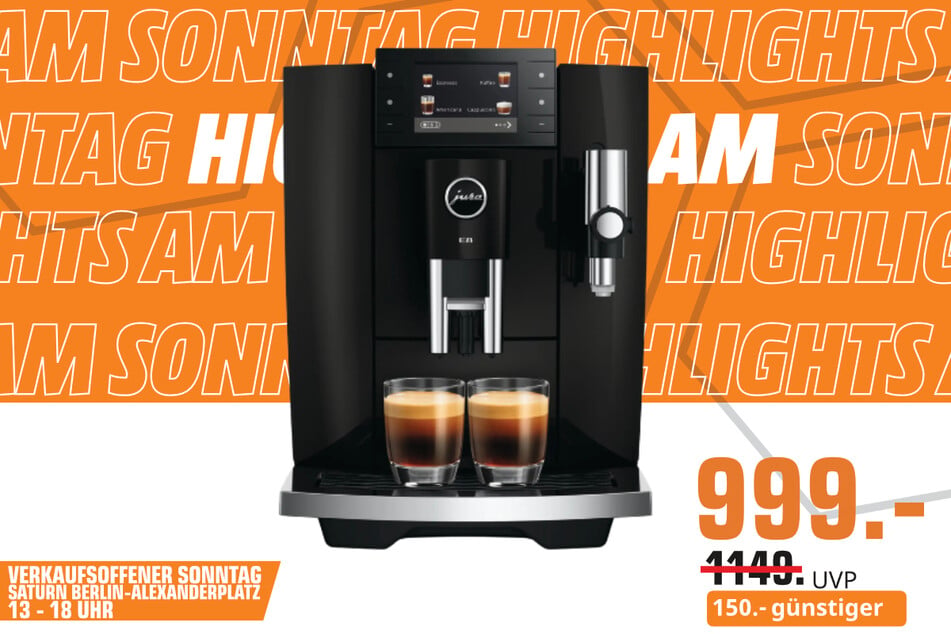 Jura-Kaffeevollautomat E8 (ED) für 999 statt 1.149 Euro.