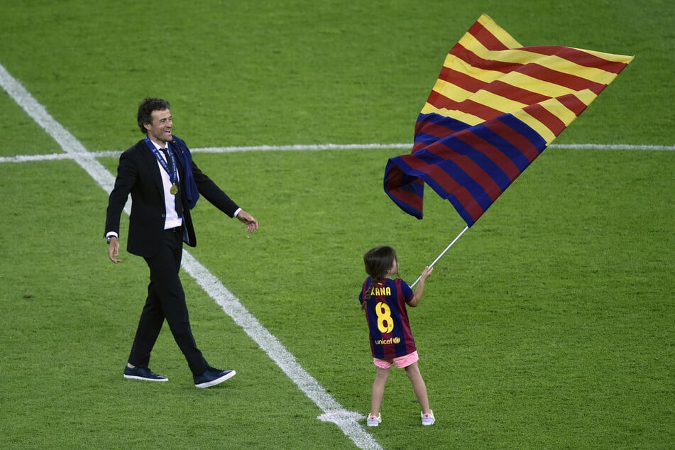 Luis Enrique mit seiner Tochter Xana (†9) nach dem CL-Sieg 2015 mit dem FC Barcelona. (Archivfoto)